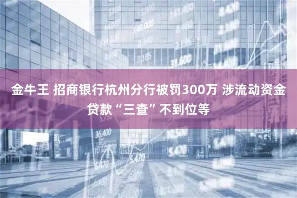 金牛王 招商银行杭州分行被罚300万 涉流动资金贷款“三查”不到位等