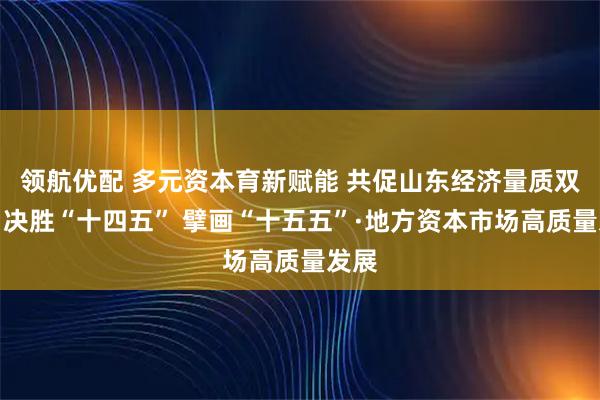 领航优配 多元资本育新赋能 共促山东经济量质双升丨决胜“十四五” 擘画“十五五”·地方资本市场高质量发展